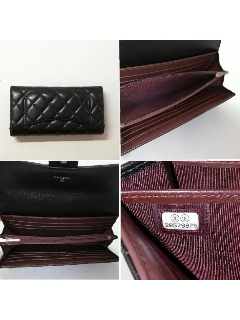 Chanel Lambskin Quilted Wallet Black Silver